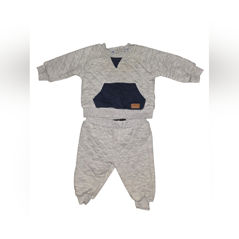 Newborn Baby 7 FOR ALL MANKIND Grey Quilted Fleece Outfit - Size 0-3 Months